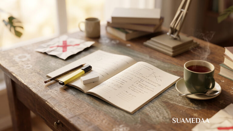 a-student’s-desk-with-an-open-workbook,-a-pencil,-a-highlighter,-an-eraser-and-a-cup-of-tea,-soft-natural-light,-calm-focused-study-atmosphere