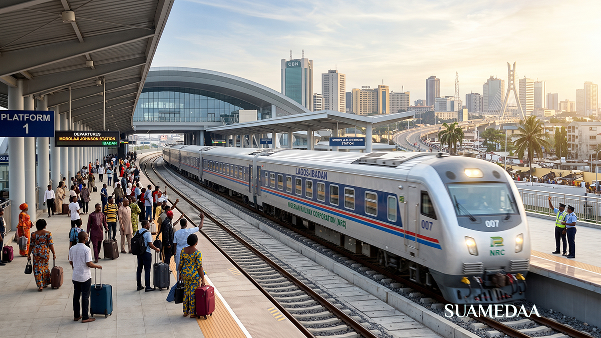 Lagos-Ibadan-standard-gauge-passenger-train-departing-a-modern-station