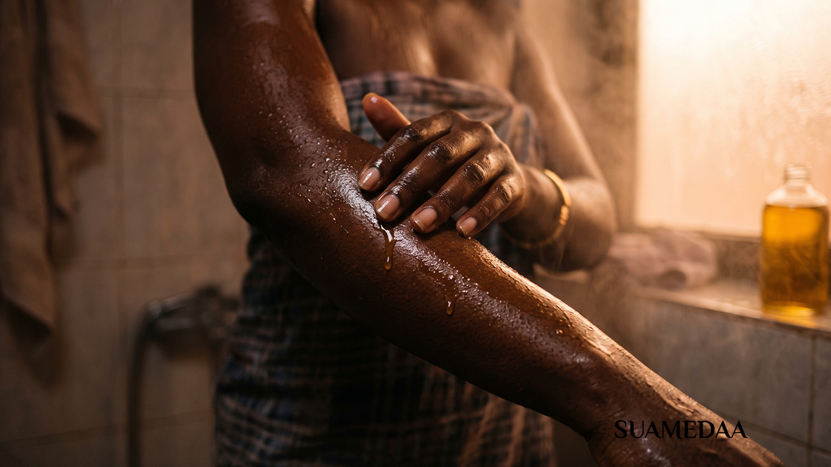 after-bath-shea-oil-application